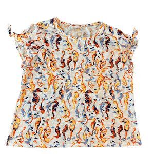 Copper Key Women’s Top 3X Seahorse White Orange